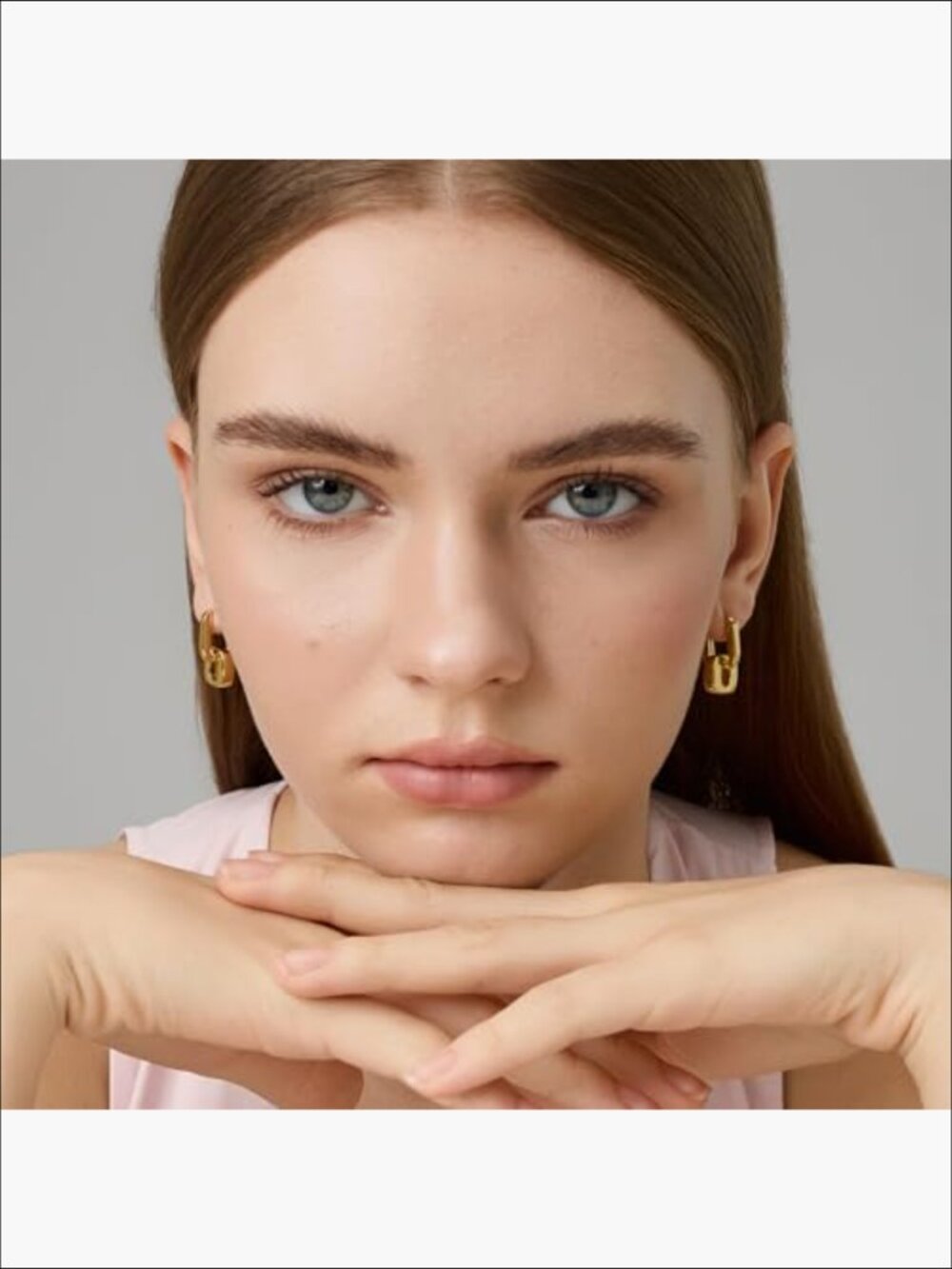 18K Gold Plated Chunky Hoop Earrings for Women Fashion Thick Gold Hoops Set - Picture 4 of 7
